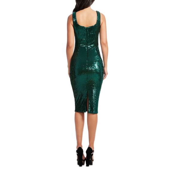 Dress the Population Sloane Deep Emerald Green Sequin Sheath Dress Size M - Picture 2 of 6